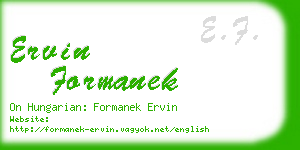 ervin formanek business card